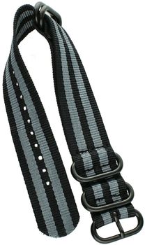 Stylowy pasek do zegarka NATO 040 w dwóch kolorach czarnym i szarym. Parciany materiał, długość 26 cm, szerokość 22 mm. Idealny do codziennych i casualowych stylizacji.1.jpg
